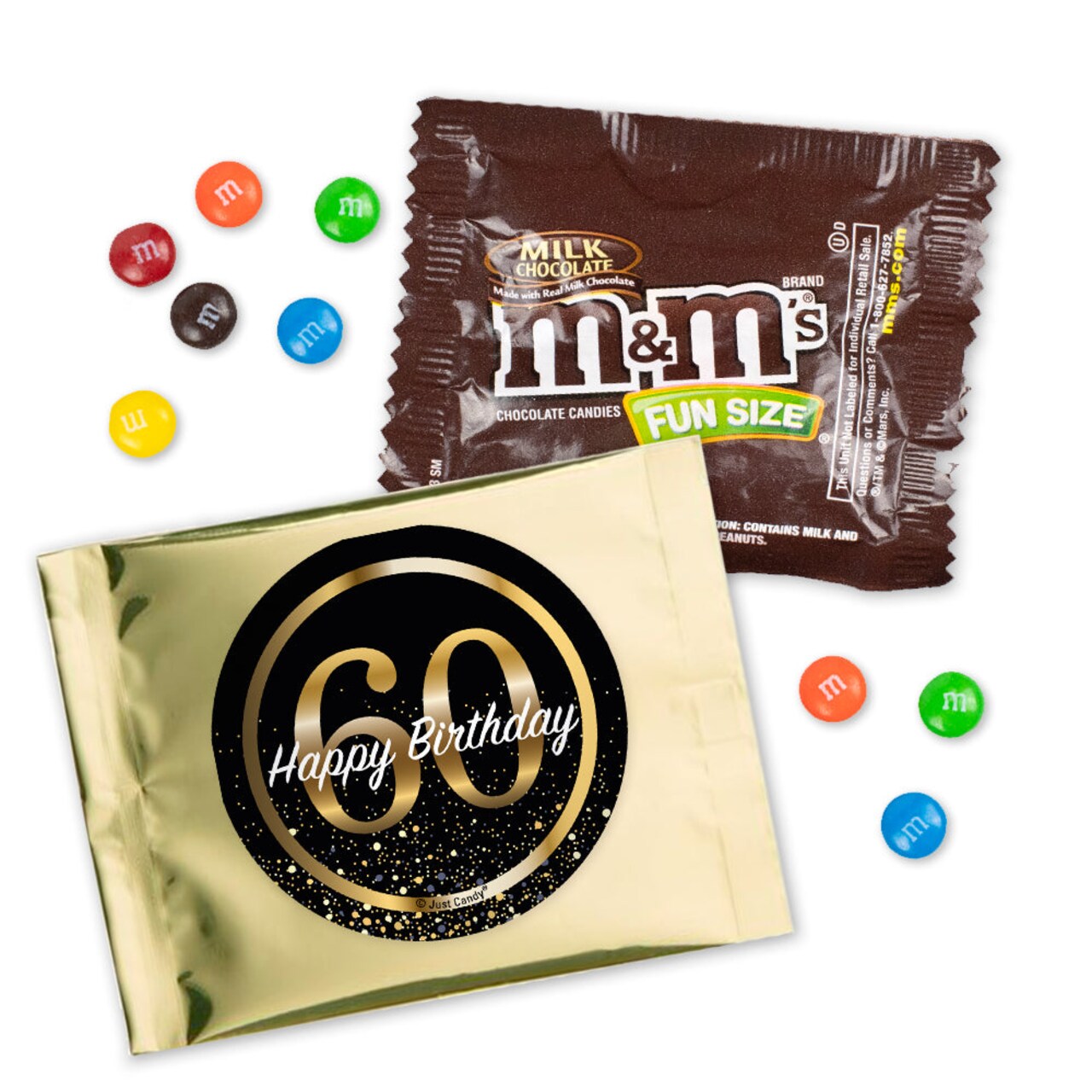 12 Pcs 60th Birthday Candy M&M's Party Favor Packs - Milk Chocolate